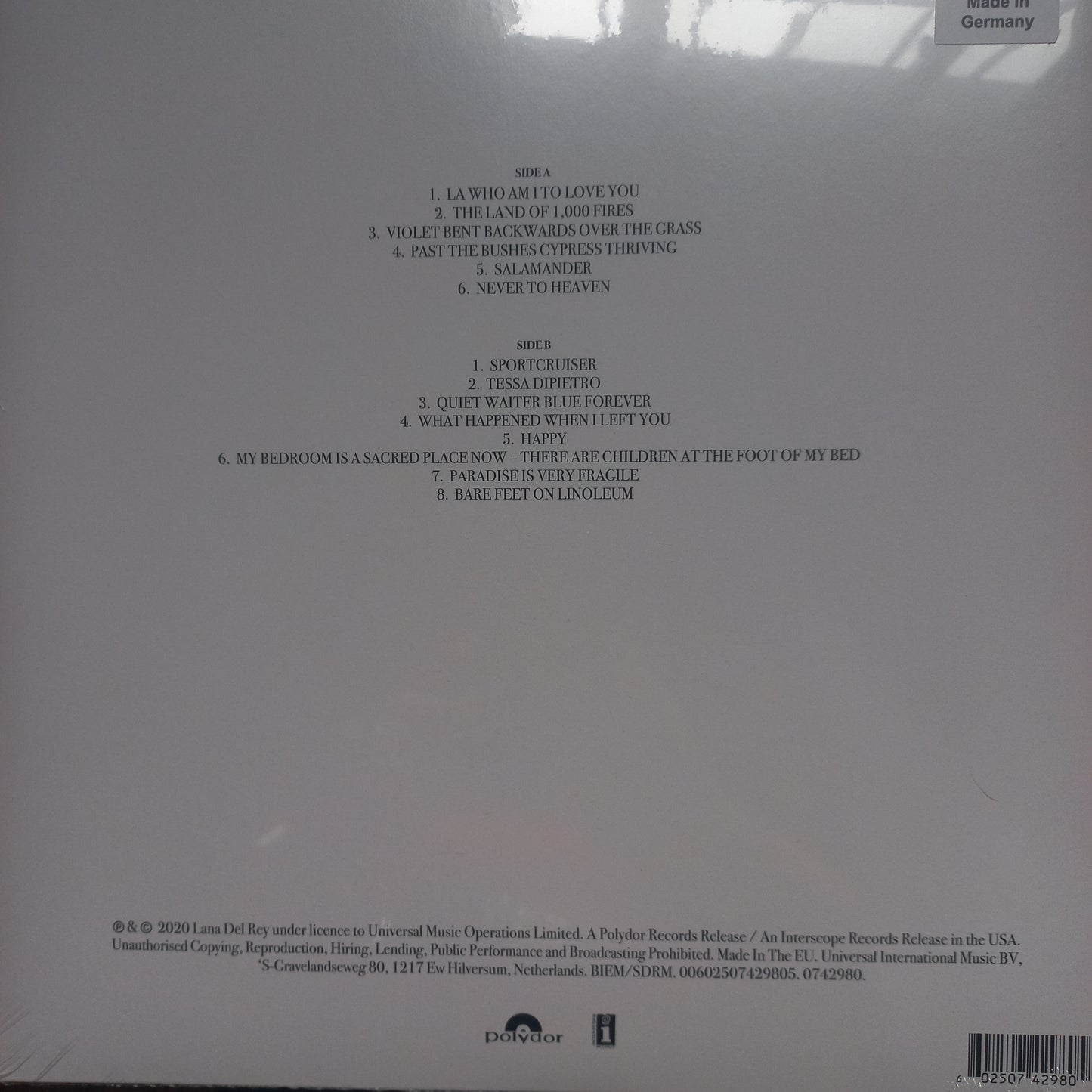 Lana Del Rey Violet Bent Backwards over the Grass  Lp Mint