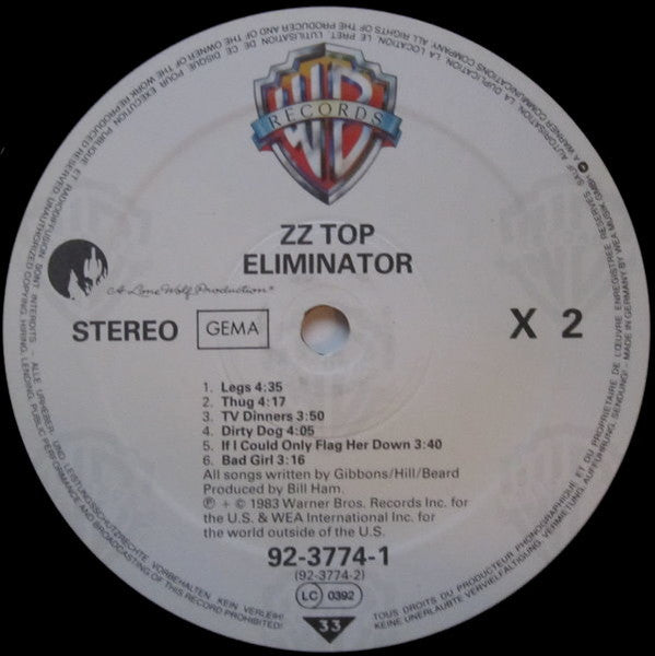 ZZ Top Eliminator Un Clasico!!!! LP Nuevo